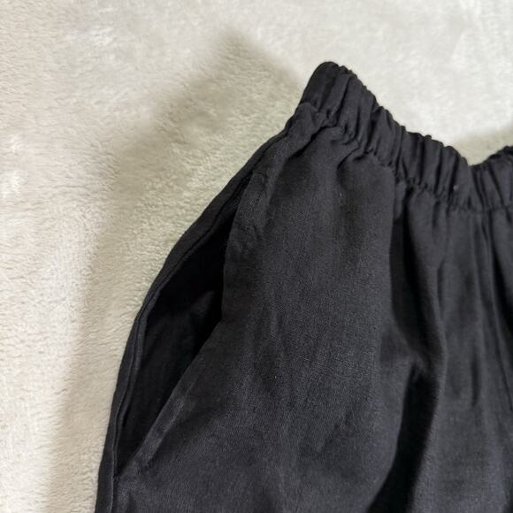 Bryn Walker 100% Linen Black Pants Women's Size XXS Wide Leg Crop Pockets - Picture 3 of 10